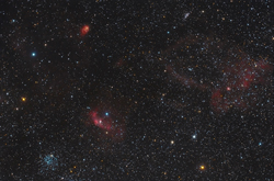 Région de la Bulle à l'APN, 30x300sec, dark flat offset.